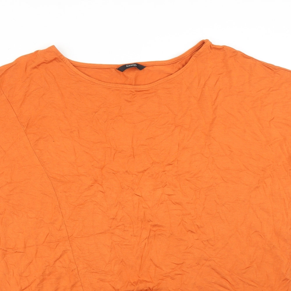 George Womens Orange  Viscose Basic T-Shirt Size 14 Round Neck