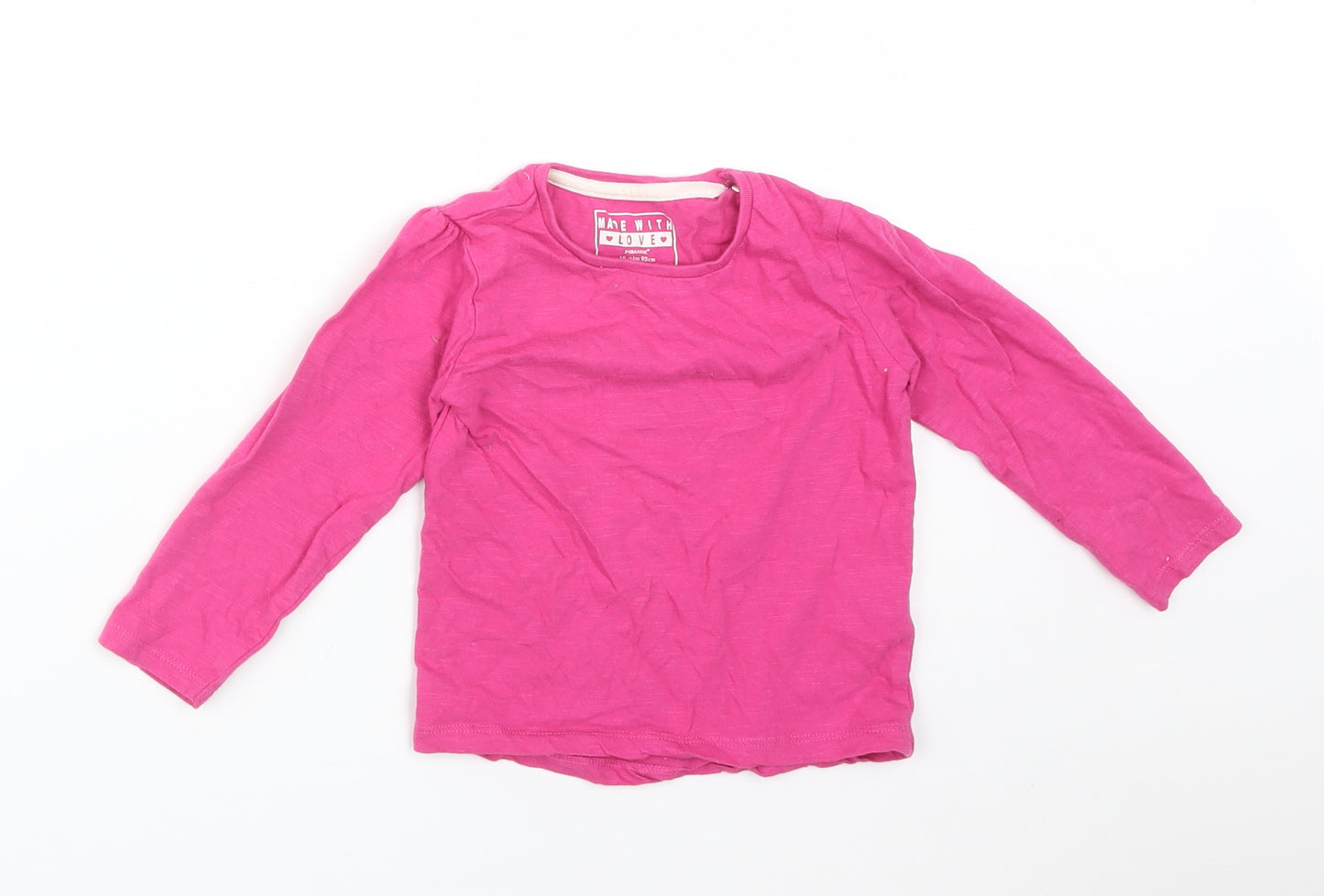 Primark Girls Pink  Cotton Basic T-Shirt Size 18-24 Months Round Neck