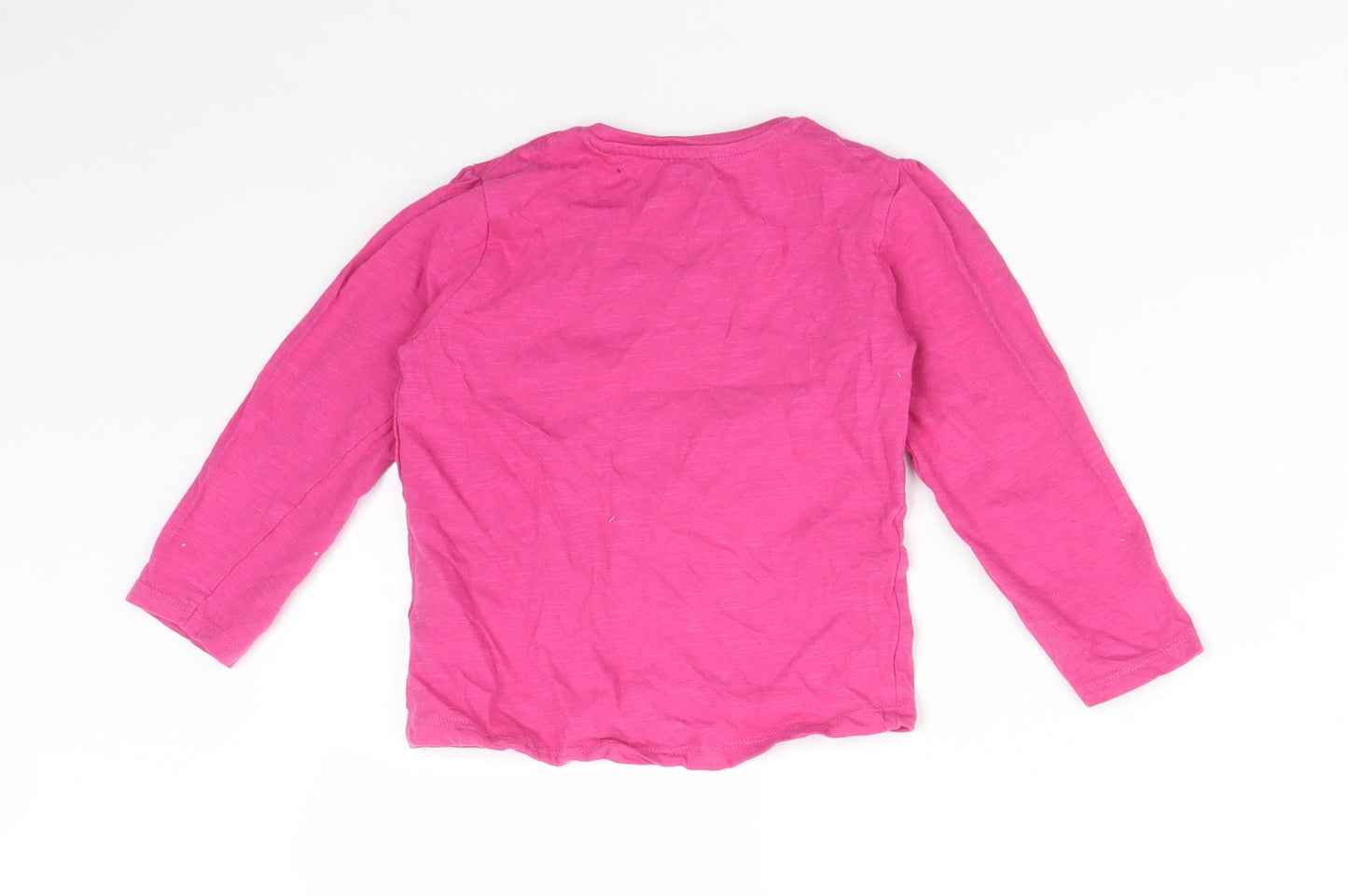 Primark Girls Pink  Cotton Basic T-Shirt Size 18-24 Months Round Neck