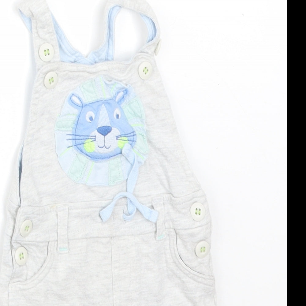 F&F Baby Grey  Cotton Dungaree One-Piece Size 3-6 Months   - LION