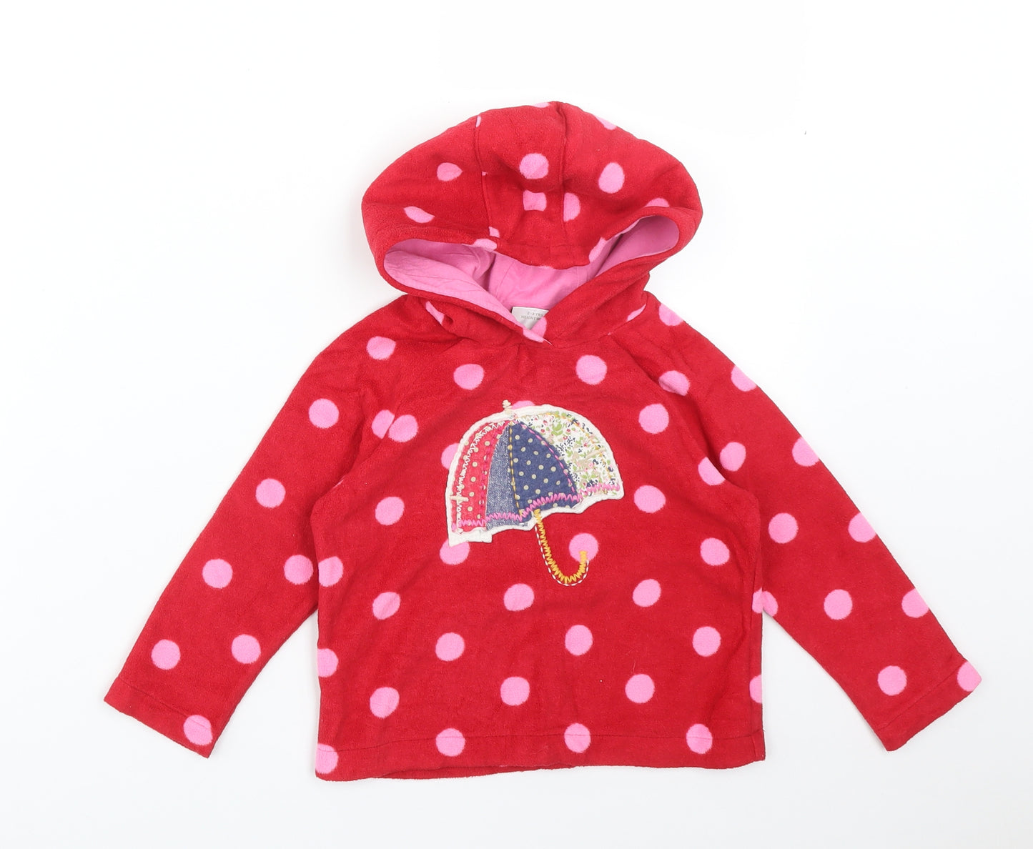 NEXT Girls Red Polka Dot Polyester Pullover Hoodie Size 2-3 Years   - UMBRELLA