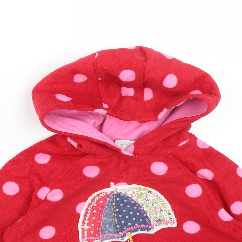 NEXT Girls Red Polka Dot Polyester Pullover Hoodie Size 2-3 Years   - UMBRELLA