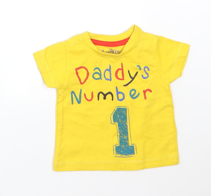 Peacocks Baby Yellow  Cotton Basic T-Shirt Size Newborn Round Neck  - DADDY'S NUMBER 1