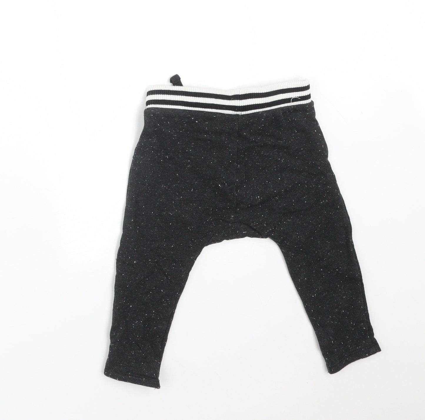 Nutmeg Boys Black Flecked Cotton Jogger Trousers Size 3-6 Months