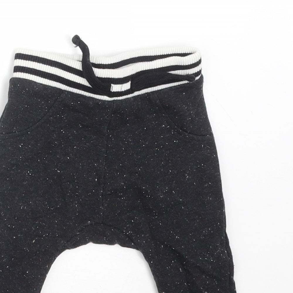 Nutmeg Boys Black Flecked Cotton Jogger Trousers Size 3-6 Months