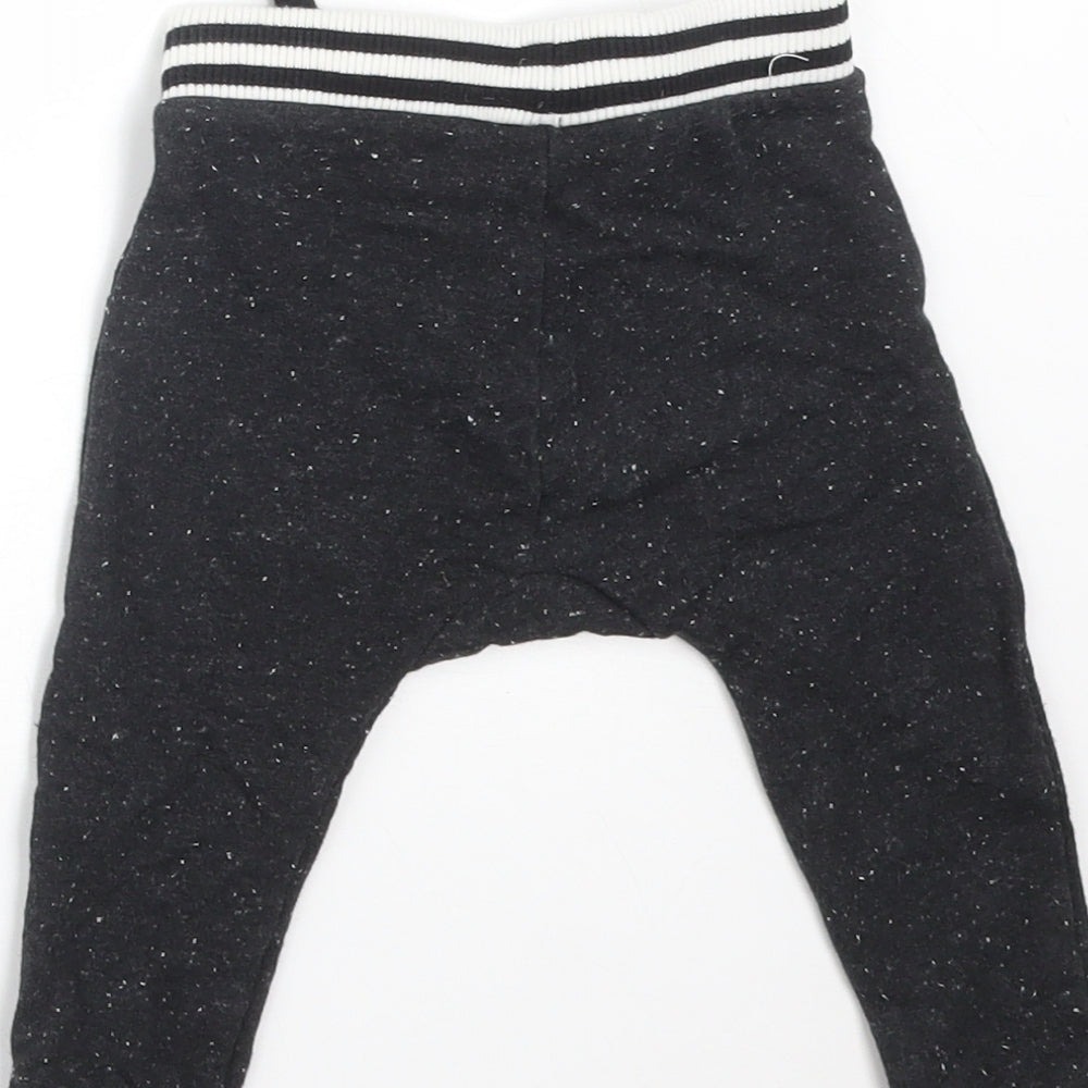Nutmeg Boys Black Flecked Cotton Jogger Trousers Size 3-6 Months