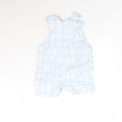Mothercare Boys Blue Check Cotton Dungaree One-Piece Size Newborn