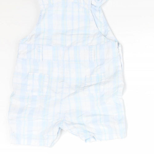 Mothercare Boys Blue Check Cotton Dungaree One-Piece Size Newborn