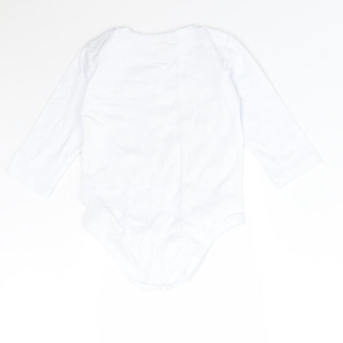 Preworn Boys White  Cotton Babygrow One-Piece Size 12 Months   - LITTLE BROTHER