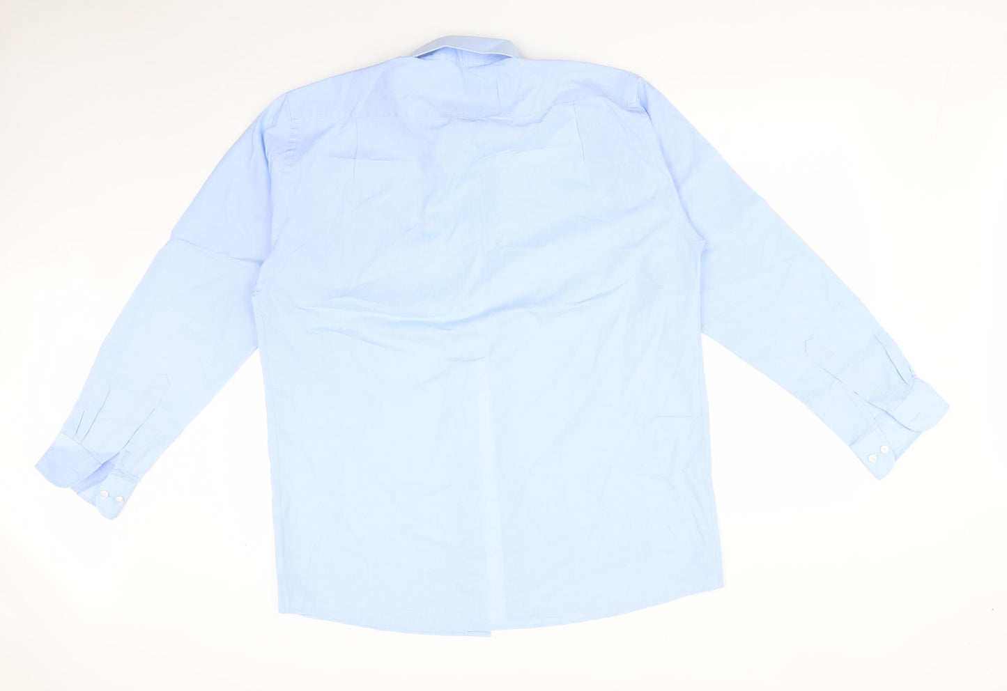Double TWO Mens Blue  Cotton  Dress Shirt Size 16 Collared