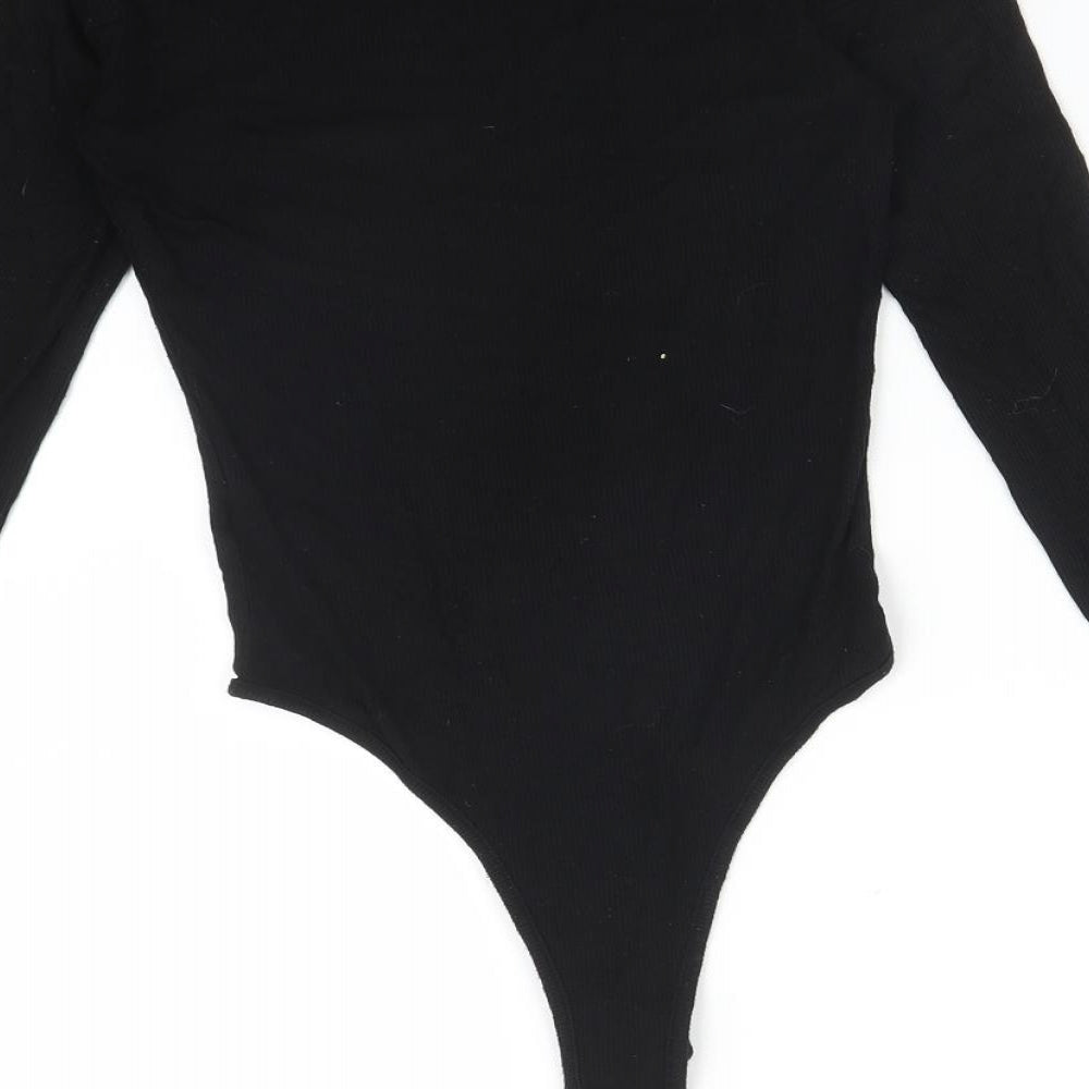 Primark Womens Black Striped Viscose Bodysuit One-Piece Size XS