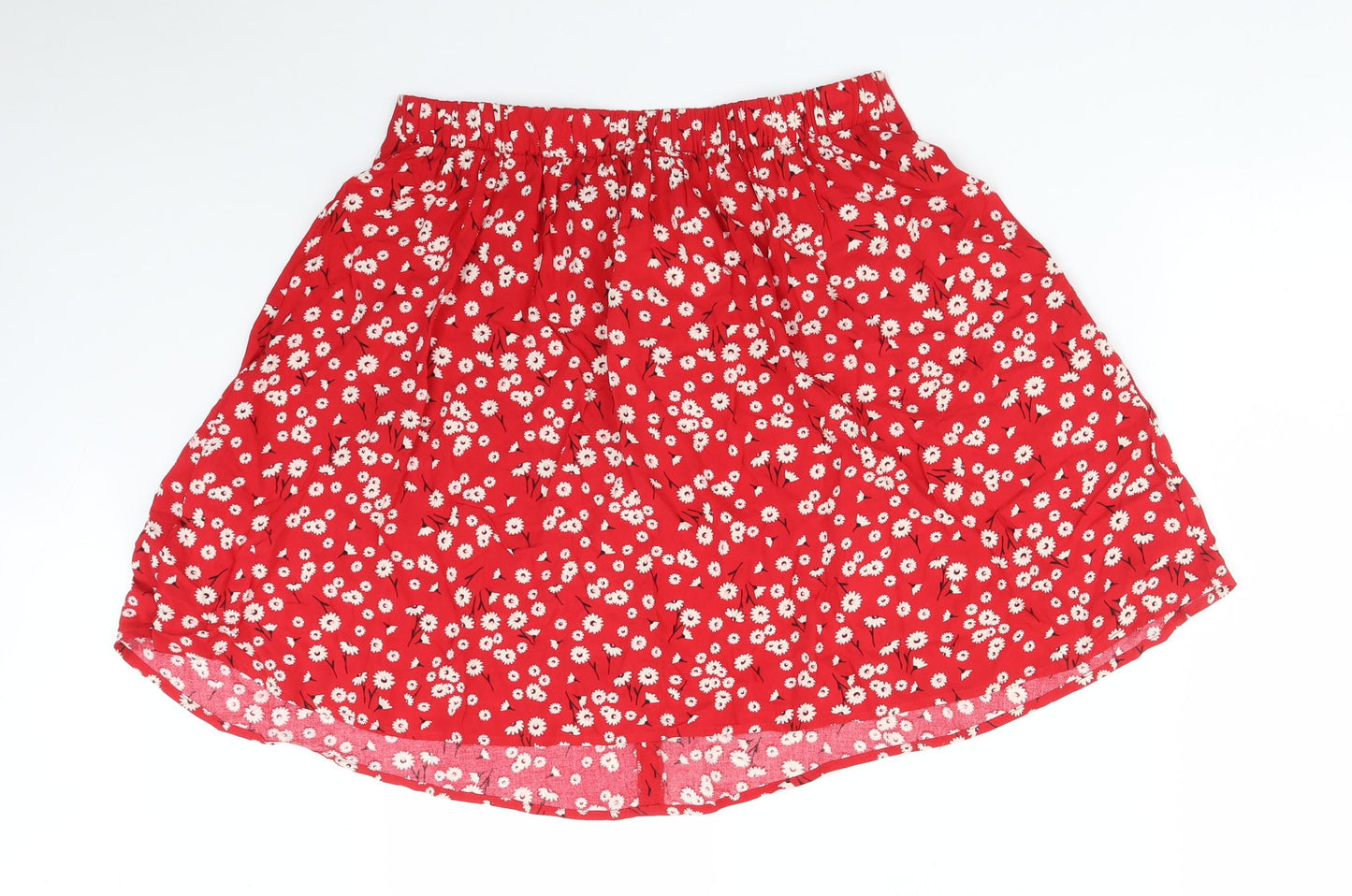 New Look Womens Red Floral Viscose A-Line Skirt Size 12