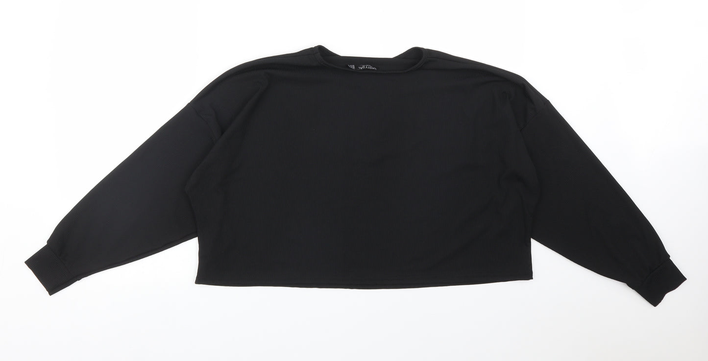 Nasty Gal Womens Black  Polyester Pullover Sweatshirt Size 12