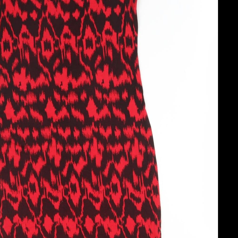 Select Womens Red Animal Print Viscose Bodycon  Size 16 Round Neck