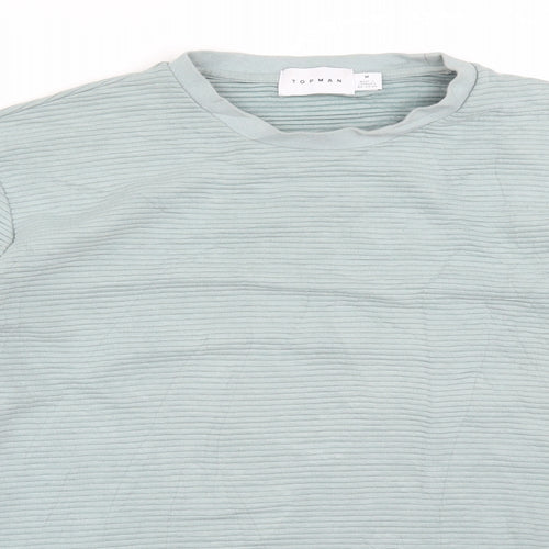 Topshop Mens Green Striped Cotton Pullover Sweatshirt Size M