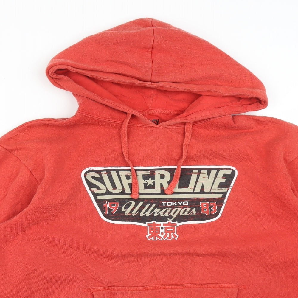Easy Mens Orange  Cotton Pullover Hoodie Size S   - SUPERLINE