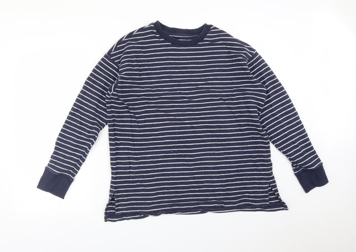 Preworn Womens Multicoloured Striped Cotton Pullover Sweatshirt Size M