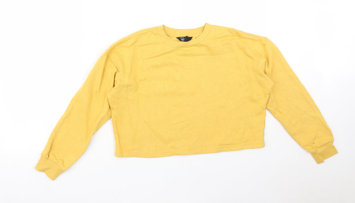 New Look Girls Yellow  Cotton Pullover Sweatshirt Size 12-13 Years
