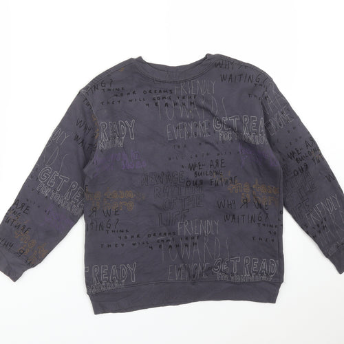 Zara Girls Grey Geometric Cotton Pullover Sweatshirt Size 8 Years