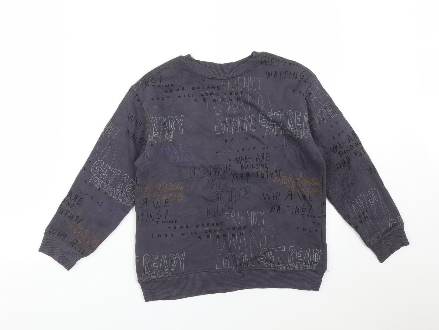 Zara Girls Grey Geometric Cotton Pullover Sweatshirt Size 8 Years