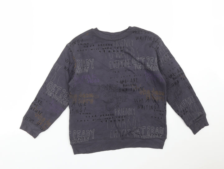 Zara Girls Grey Geometric Cotton Pullover Sweatshirt Size 8 Years