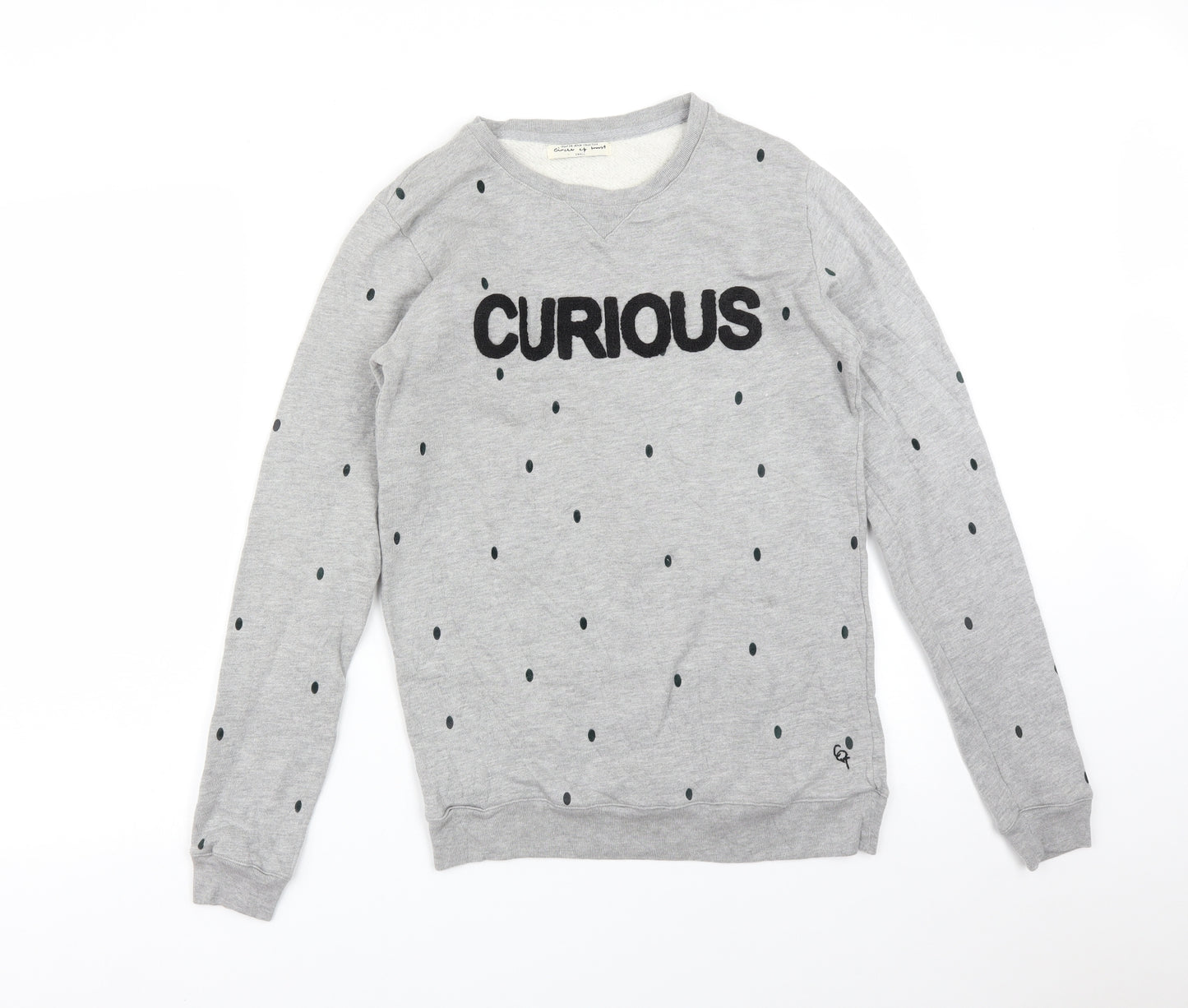 CIRCLE OF TRUST Womens Grey Polka Dot Cotton Pullover Sweatshirt Size S   - CURIOUS