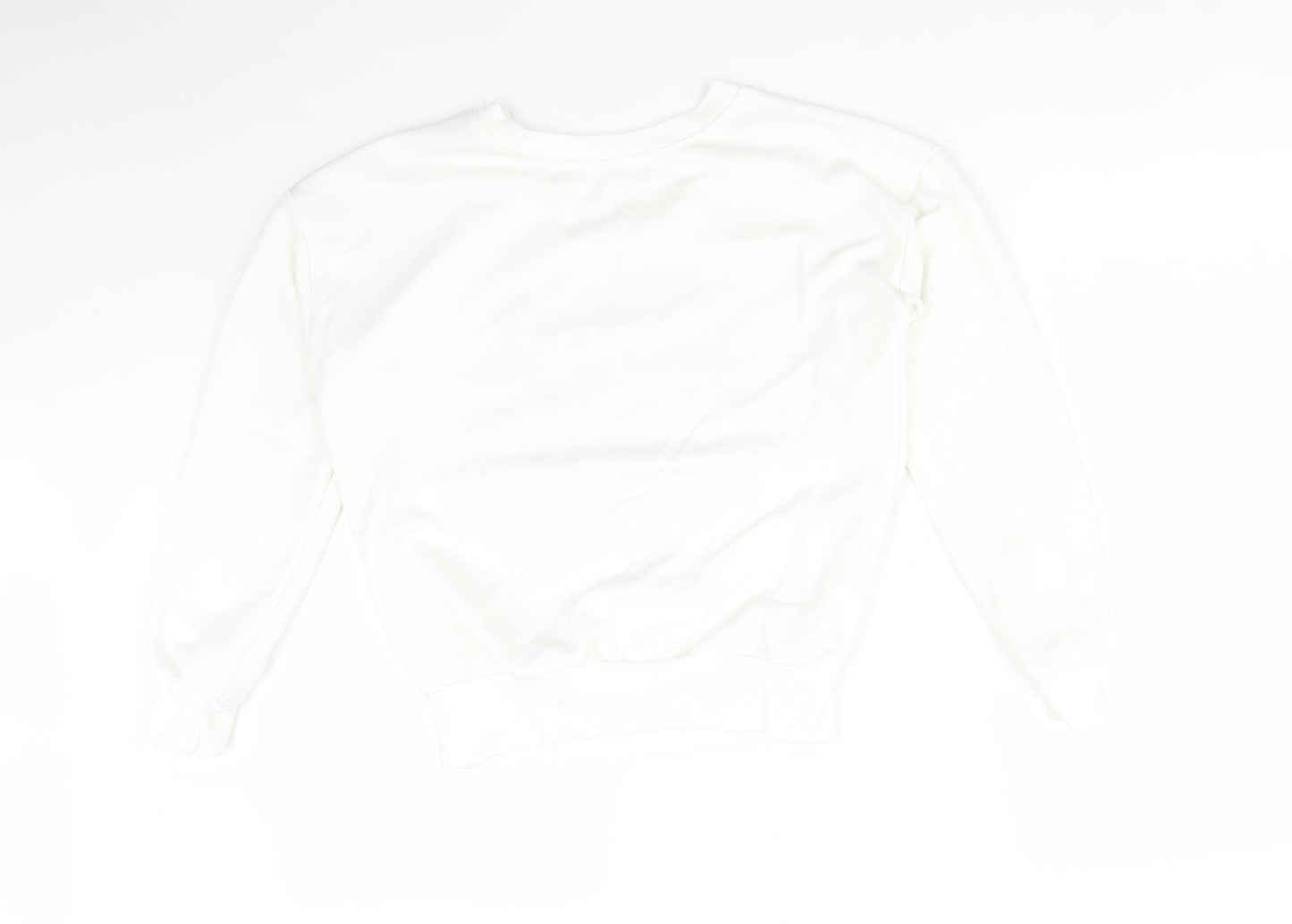 Preworn Womens White Floral  Pullover Sweatshirt Size S