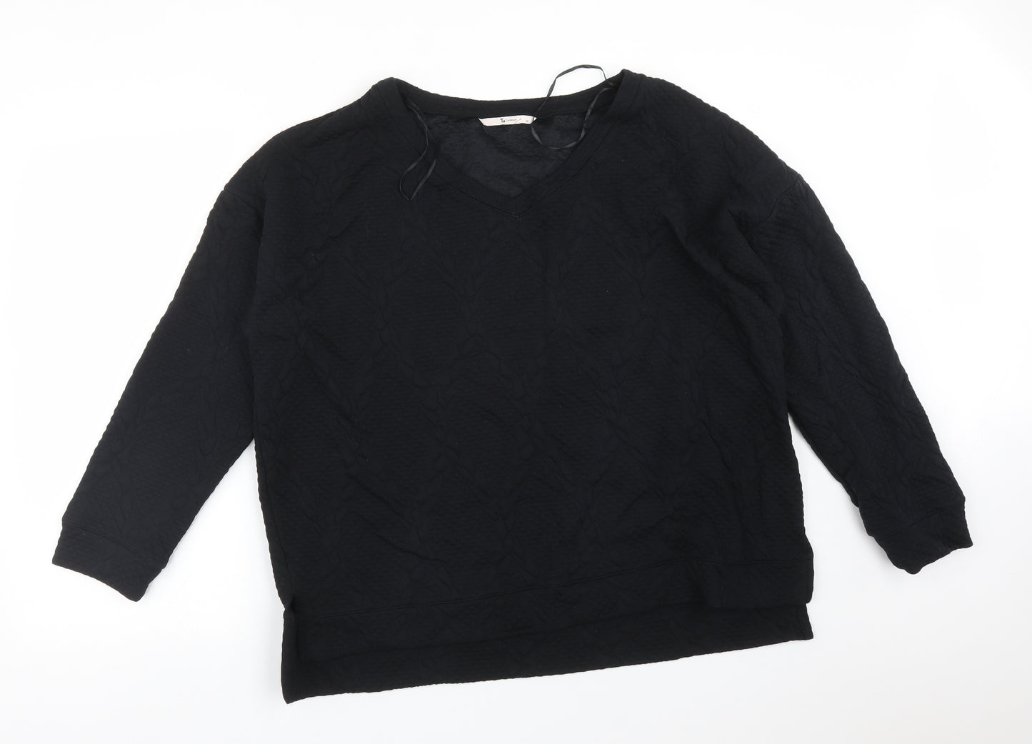 TU Womens Black Geometric Polyester Pullover Sweatshirt Size 20