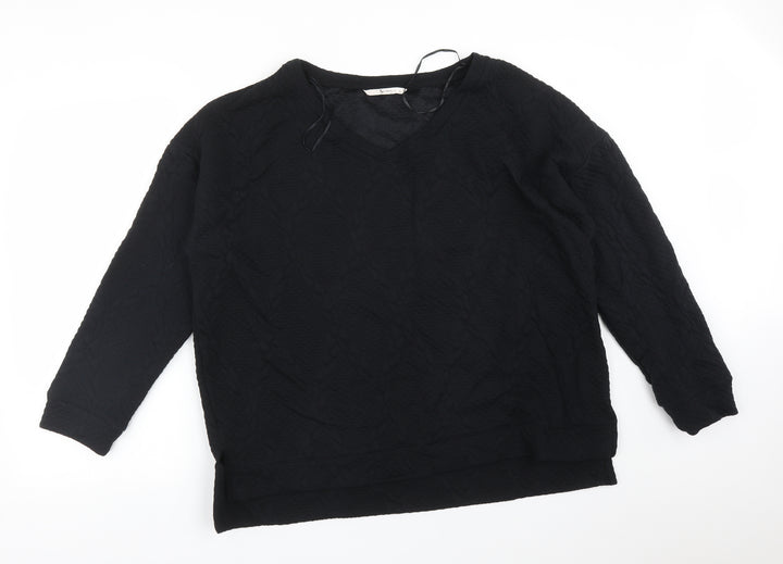 TU Womens Black Geometric Polyester Pullover Sweatshirt Size 20