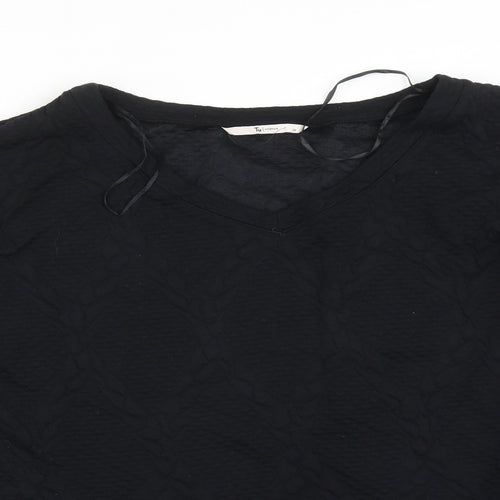 TU Womens Black Geometric Polyester Pullover Sweatshirt Size 20