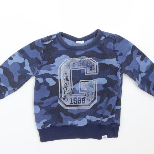 Gap Boys Blue Camouflage Cotton Pullover Jumper Size 18-24 Months