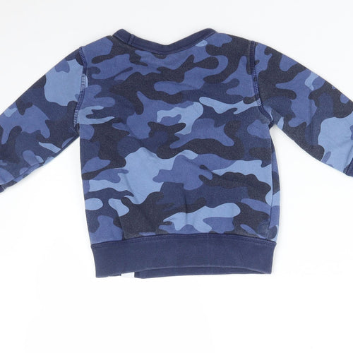 Gap Boys Blue Camouflage Cotton Pullover Jumper Size 18-24 Months