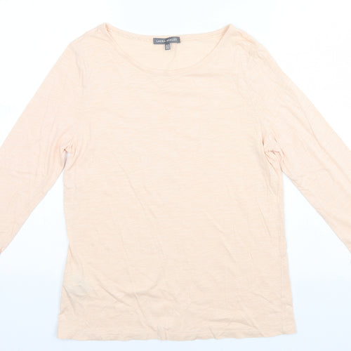 Laura Ashley Womens Orange  Viscose Basic T-Shirt Size 12 Round Neck