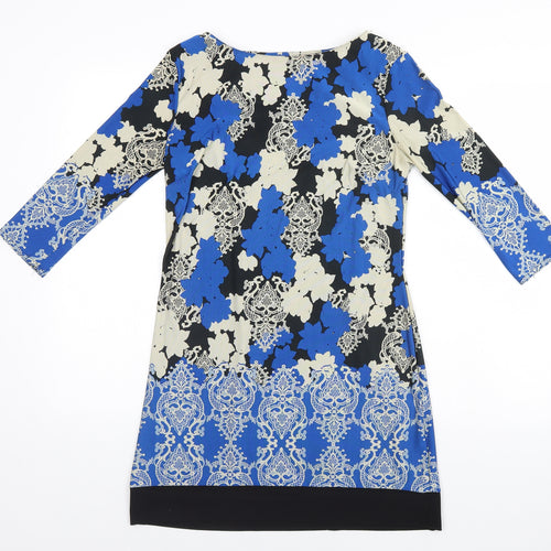 Atmosphere Womens Blue Floral Polyester A-Line  Size 12 Round Neck