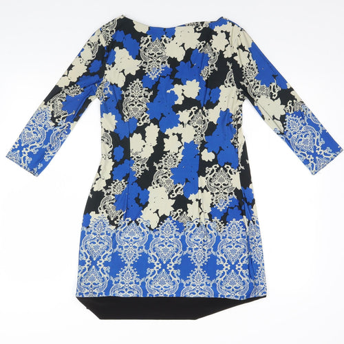 Atmosphere Womens Blue Floral Polyester A-Line  Size 12 Round Neck