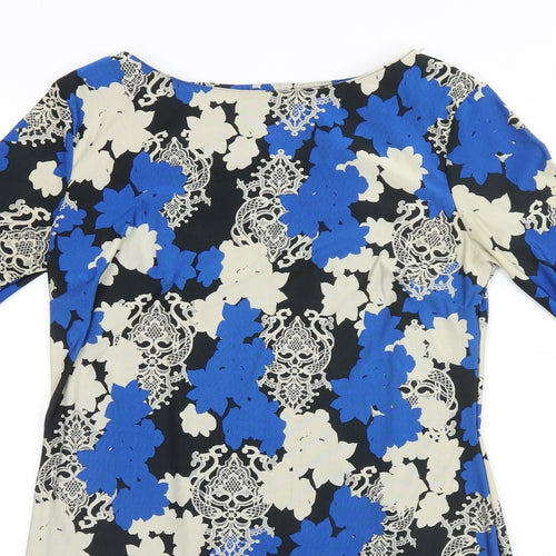Atmosphere Womens Blue Floral Polyester A-Line  Size 12 Round Neck