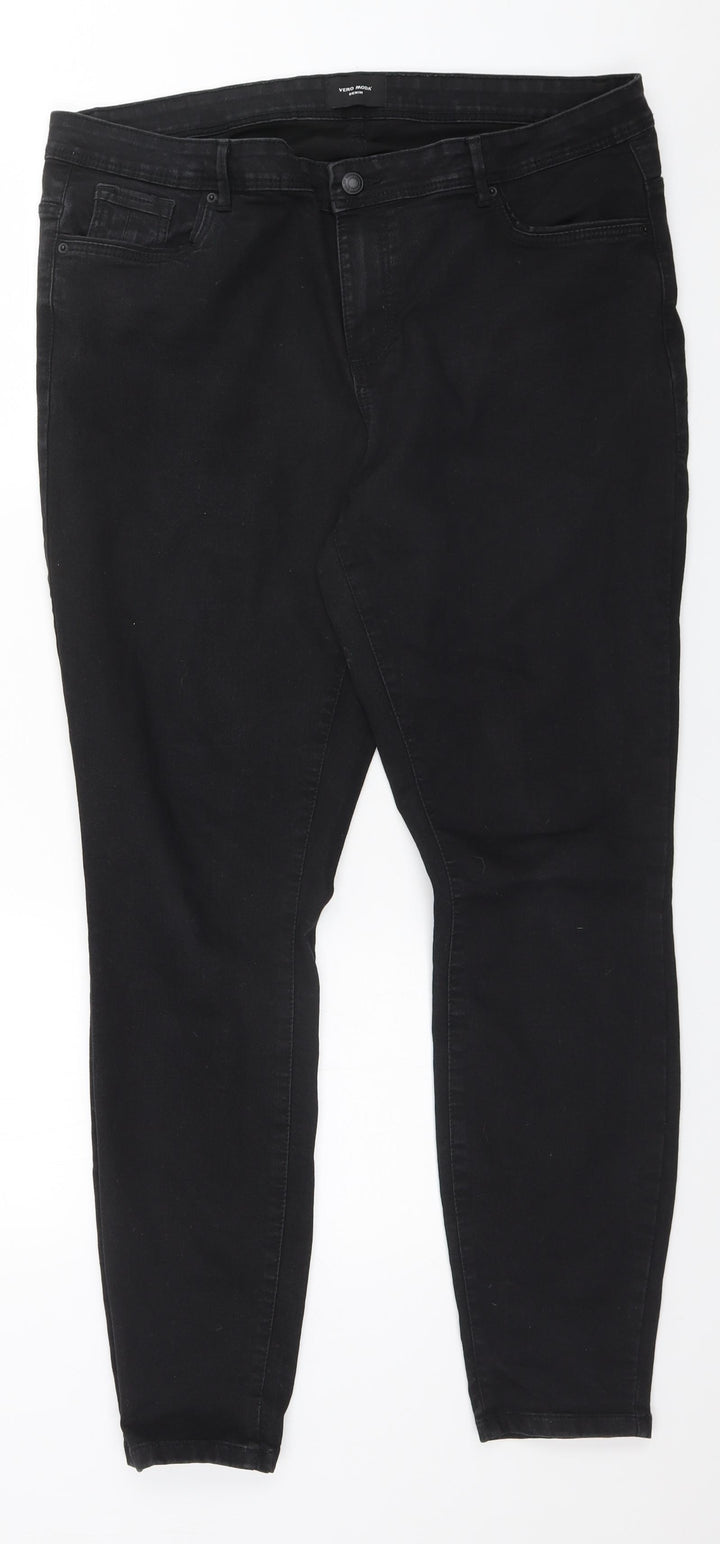 VERO MODA Womens Black Cotton Straight Jeans Size 32 in L32 in Regular