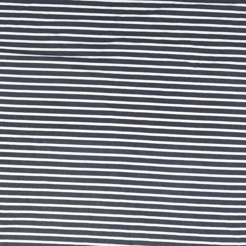 Missguided Womens Blue Striped Polyester Basic T-Shirt Size 8 Round Neck