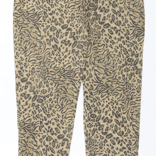 Preworn Womens Brown Animal Print Nylon Sweatpants Trousers Size 10 L27 in Regular