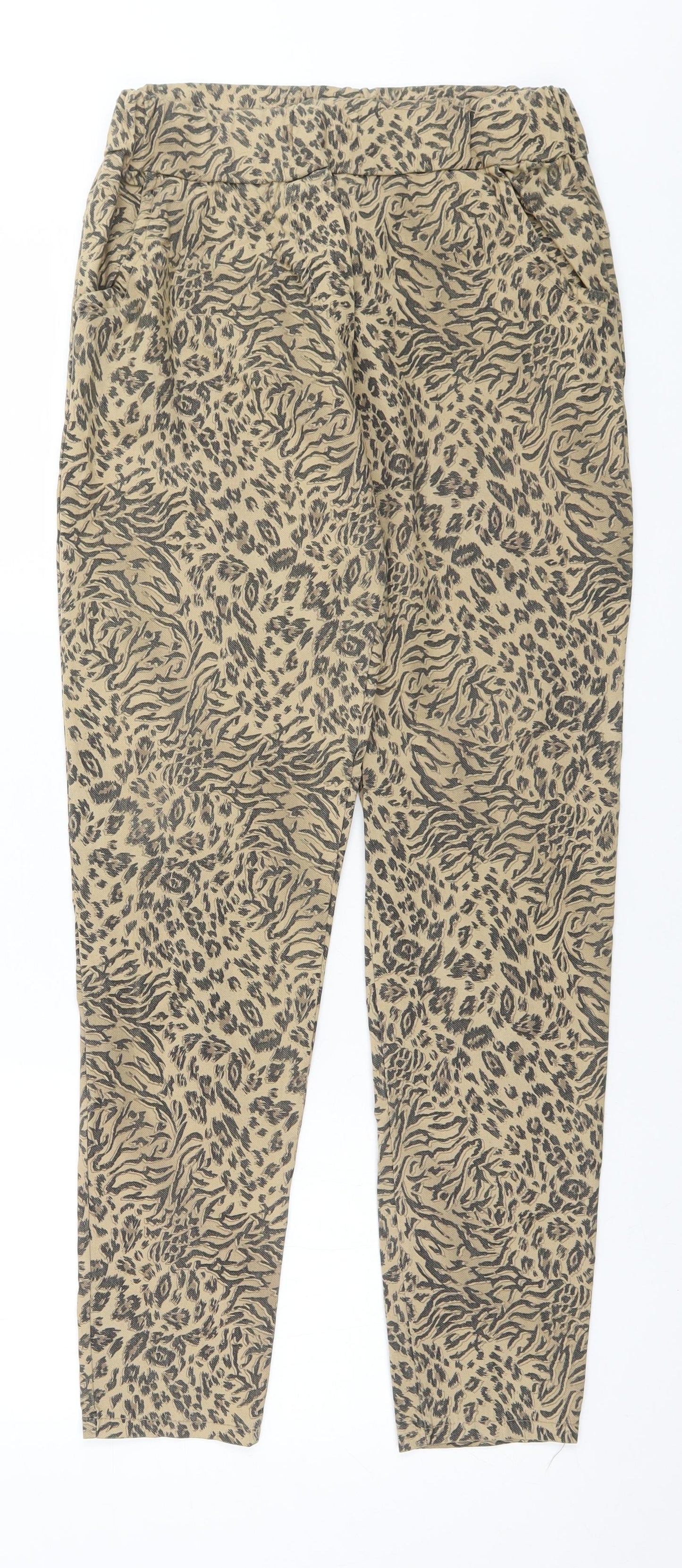 Preworn Womens Brown Animal Print Nylon Sweatpants Trousers Size 10 L27 in Regular