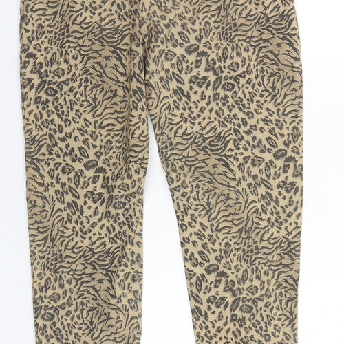 Preworn Womens Brown Animal Print Nylon Sweatpants Trousers Size 10 L27 in Regular