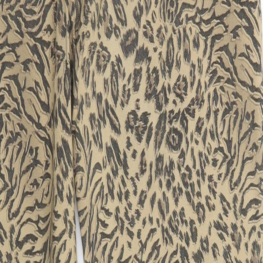 Preworn Womens Brown Animal Print Nylon Sweatpants Trousers Size 10 L27 in Regular