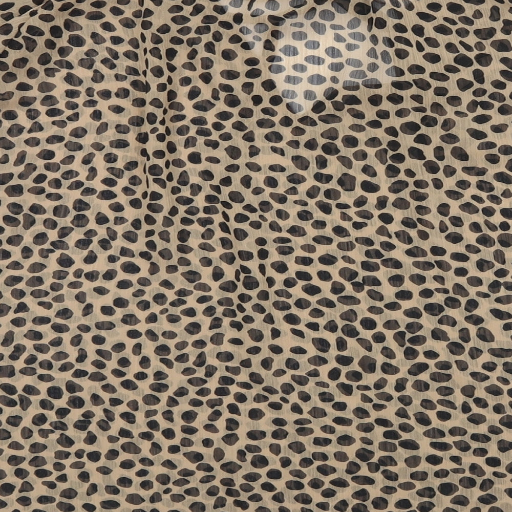New Look Womens Brown Animal Print Polyester Basic T-Shirt Size 12 V-Neck