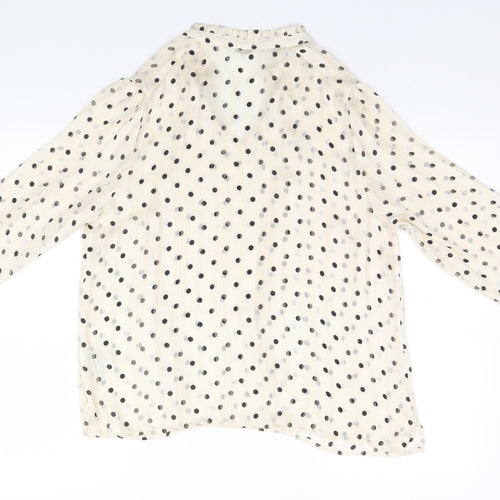 Papaya Womens Beige Polka Dot Polyester Basic Blouse Size 14 Collared