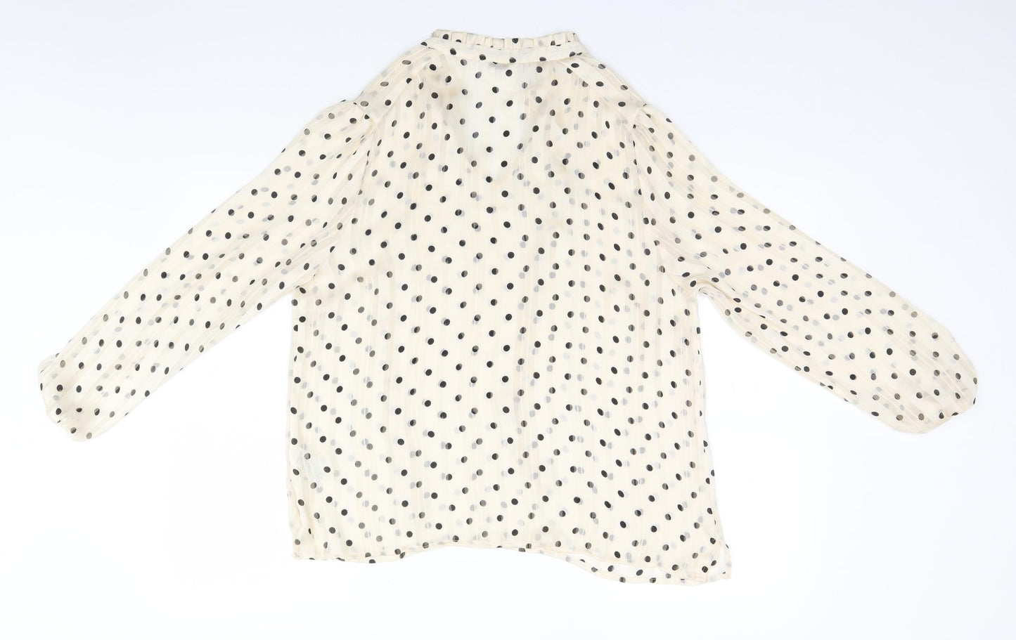Papaya Womens Beige Polka Dot Polyester Basic Blouse Size 14 Collared