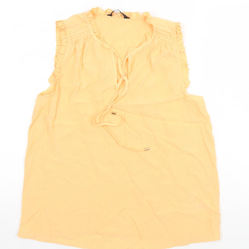 F&F Womens Orange  Viscose Basic Polo Size 12 Round Neck