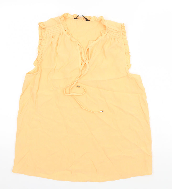 F&F Womens Orange Viscose Basic Polo Size 12 Round Neck