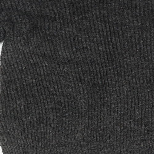 F&F Womens Grey Round Neck Striped Polyester Cardigan Jumper Size S