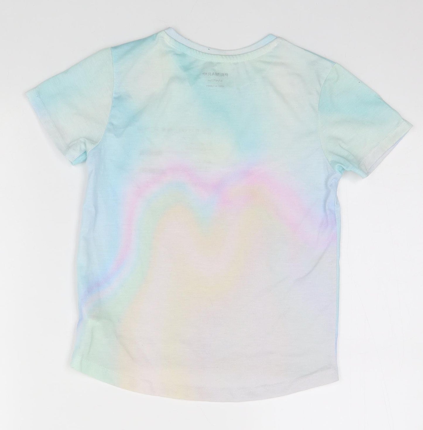 Primark Girls Multicoloured Geometric Polyester Basic T-Shirt Size 6-7 Years Round Neck  - Be Cool, Be Kind