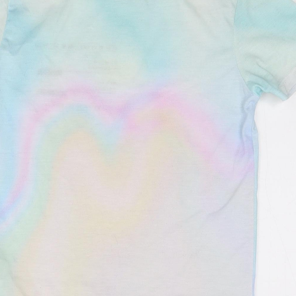 Primark Girls Multicoloured Geometric Polyester Basic T-Shirt Size 6-7 Years Round Neck  - Be Cool, Be Kind